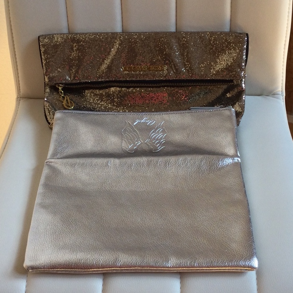 EUC (1) Silver and (1) Gold Women's Victor Secrets Clutch Bag